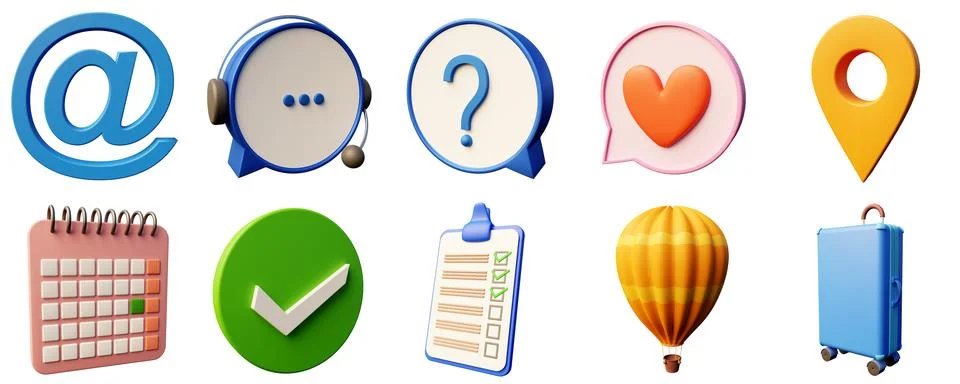 Kit of 3d elements for content creation for web pages and social networks. 3d Stock Illustration