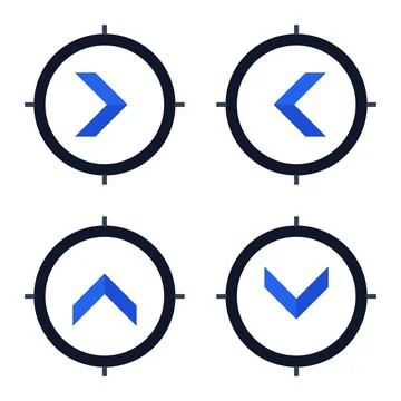 Kit of 4 Professional Navigation Arrow Icons UI Directional Symbols Vector .. Stock Illustration