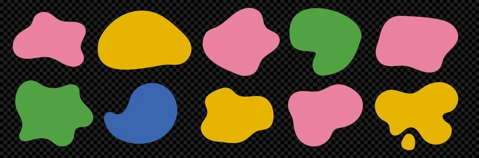 A kit of abstract simple rounded liquid blob shapes. Irregular random fluid Stockillustratie