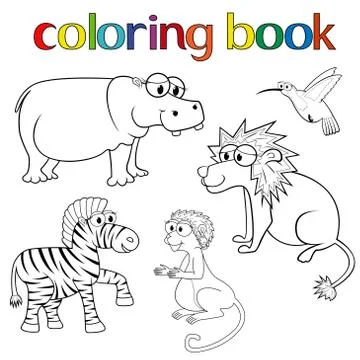 Kit of animals for coloring book Stock Illustration