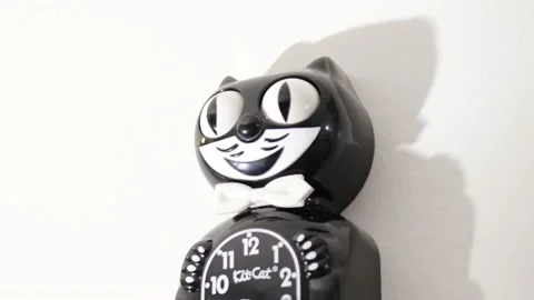 Kit Cat Toy Clock Head Stock Footage 166577527