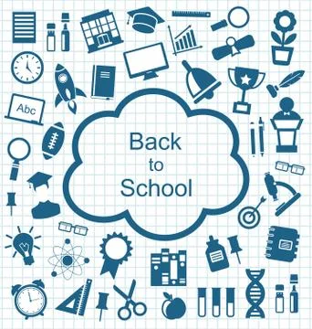 Kit of Education Flat Simple Icons Stock Illustration