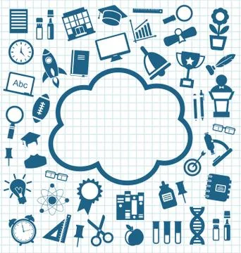 Kit of Education Flat Simple Icons Stock Illustration
