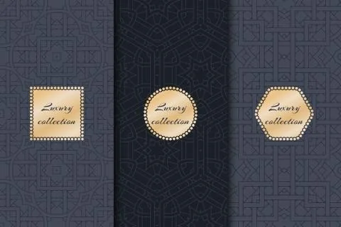 Kit of geometric backgrounds dark Stock Illustration