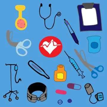 Kit on light blue background. Stock Illustration