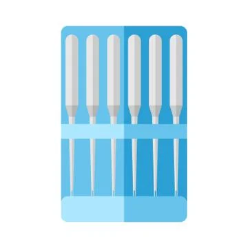 Kit needle for sewing isolated on white background. Needles for sew machine i Illustrazione stock