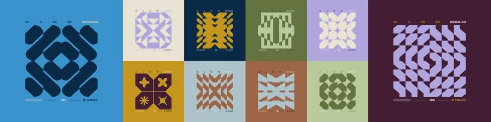 Kit of Postmodern geometric compositions with abstract shapes in brutalism .. 스톡 일러스트