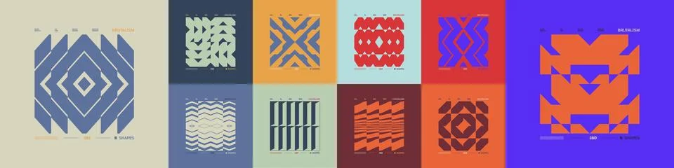 Kit of Postmodern geometric compositions with abstract shapes in brutalism .. 스톡 일러스트