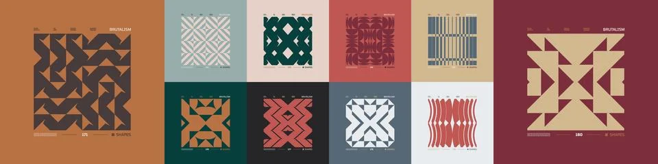 Kit of Postmodern geometric compositions with abstract shapes in brutalism .. 스톡 일러스트