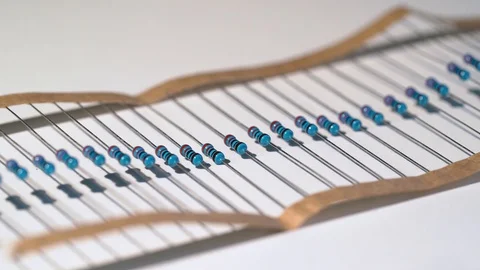 Kit of resistors electronic components for diy engineering arduino Stock Footage 129717409