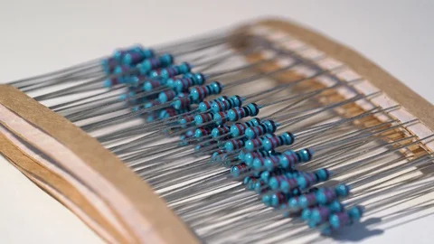 Kit of resistors electronic components for diy engineering arduino Stock Footage 129717439