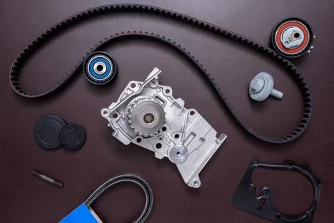 Kit of timing belt with rollers and pump Stock Photos