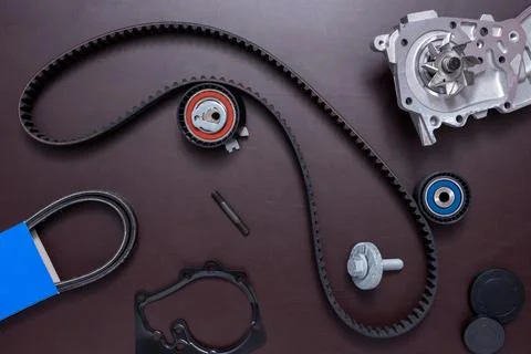 Kit of timing belt with rollers and pump Stock Photos