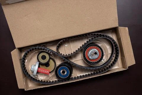 Kit of timing belt with rollers Stock Photos