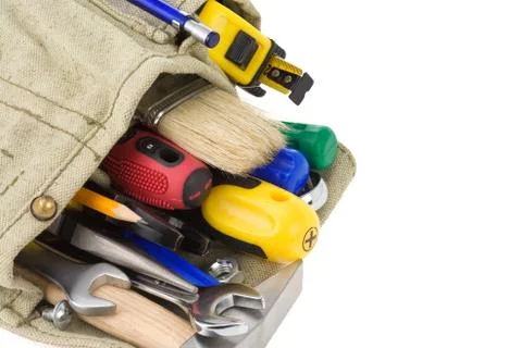 Kit of tools on white Stock Photos