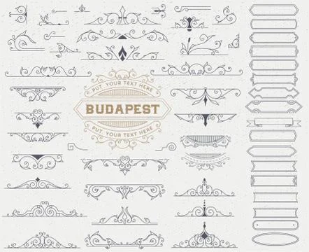 Kit of Vintage Elements 스톡 일러스트