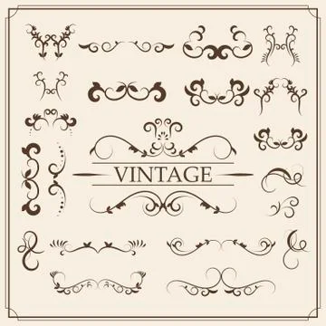 Kit of Vintage Elements for Invitations, Banners, Posters, Placards, Badges o イラスト素材