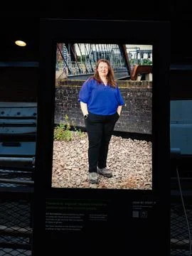 Kit Wolverson bridge engineer portrait in Manchester UK standing by the Ord.. Stock Photos