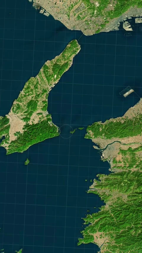 Kitan Strait Map With Loop Animation In Vertical Format Stock Footage 337772317