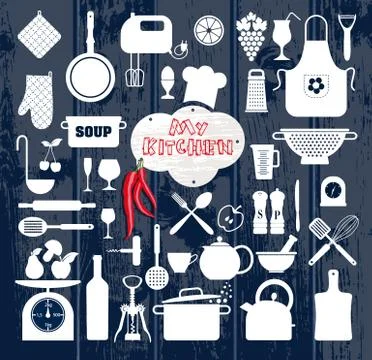 Kitchen abstract background.Seamless pattern Stock Illustration