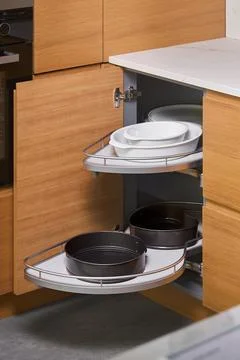 Kitchen access mechanism Magic corner for Blind Corner Cabinets. Solution for a Stock Photos