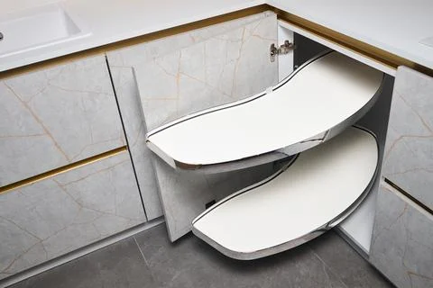 Kitchen access mechanism Magic corner for Blind Corner Cabinets. Solution for a Stock Photos