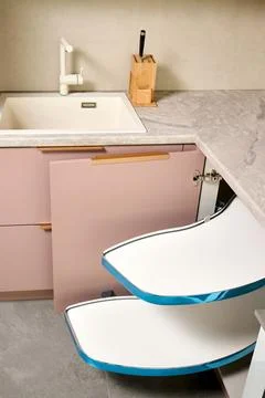 Kitchen access mechanism Magic corner for Blind Corner Cabinets. Solution for 写真素材