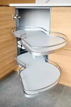 Kitchen access mechanism Magic corner for Blind Corner Cabinets. Solution f.. Stock Photos