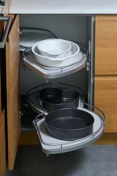 Kitchen access mechanism Magic corner for Blind Corner Cabinets. Solution for Stock Photos