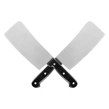 Kitchen accessories - Crossed two big kitchen knives. Isolated Stock Photos