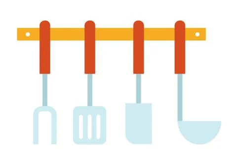 Kitchen accessories set flat icon vector isolated Stock Illustration