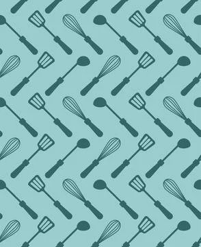 Kitchen accessories set Pattern seamless: Ladle and spatula. Corolla Backgrou イラスト素材