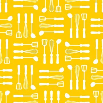 Kitchen accessories set Pattern seamless: Ladle and spatula. Corolla Backgrou イラスト素材