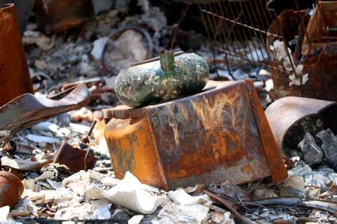 Kitchen After the Fire 2 Stock Photos