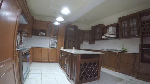 Kitchen and a bar rack.wide pan display Stock-Footage 97229207