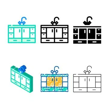 Kitchen and bath cabinets color icon variety vector Stock Illustration