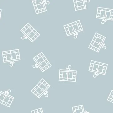 Kitchen and bath cabinets line vector seamless pattern 스톡 일러스트