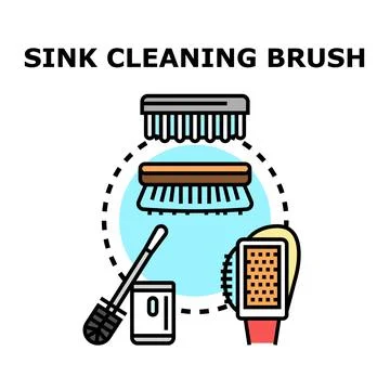 Kitchen and bathroom cleaning brushes concept illustration Stock Illustration