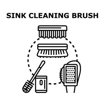 Kitchen and bathroom cleaning brushes concept illustration Stock Illustration