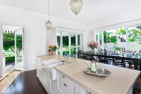 Kitchen and dining area Stock Photos