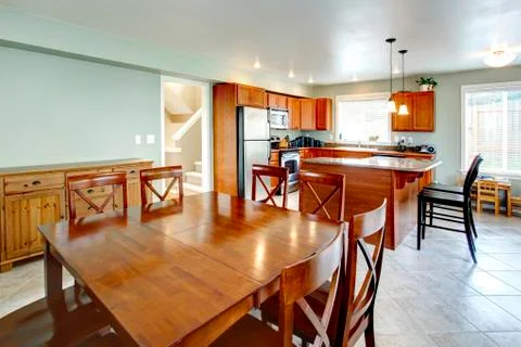 Kitchen and dining room area Stock Photos