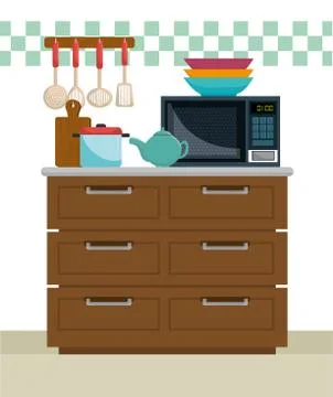 Kitchen and dishware Stockillustratie