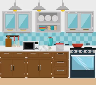 Kitchen and dishware Stock Illustration