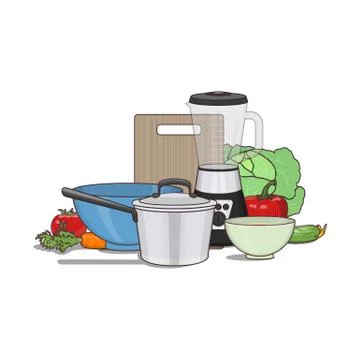 Kitchen and food preparing topic. Stock Illustration