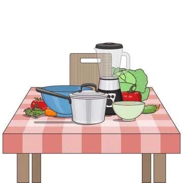 Kitchen and food preparing topic. Stock Illustration