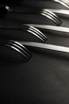Kitchen and restaurant silverware. Stock Photos