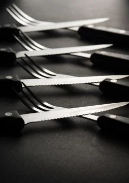 Kitchen and restaurant silverware. Stock Photos