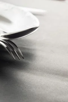 Kitchen and restaurant silverware. Stock Photos