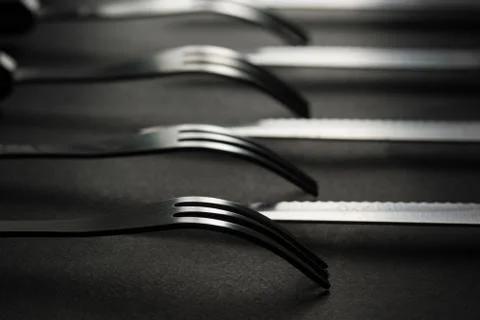 Kitchen and restaurant silverware. Stock Photos
