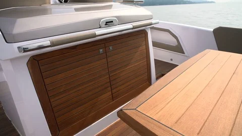 Kitchen and table on a boat Stock Footage 71835756